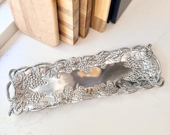 Arthur Court Grape 19" Rectangular Tray - 1995 Classic Aluminum Hollowware Serving Platter