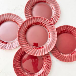 Vintage Franziskaner Coronado Salat Teller: Burgundy Kastanienbraun Keramik aus Kalifornien