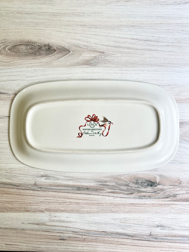 Lenox Winter Greeting by Catherine McClung Hors d'Oeuvre Tray. Rectangle Platter. Holiday Dishware. Vintage Christmas Decor image 5