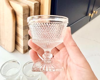 Vintage Set of 4 Glass Small Hobnail Sherbet Cups - Dessert Glasses
