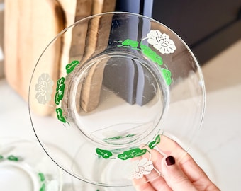【】メドウ スウィート　プレート2枚セット　ヴィンテージ Antique Glass Dessert Plate Set of 2 Depression Clear Glass Plate