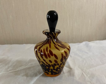 Murano Art Glass Vintage Glass Perfume Bottle with Stopper Animal Print