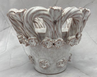 Vintage Hand-crafted Pink Gray Flower Pot