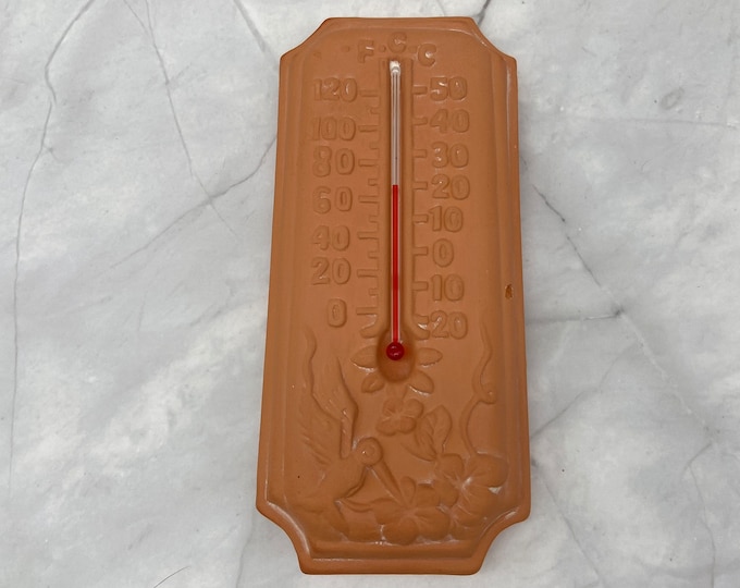 Vintage Terra Cotta Outdoor Thermometer New in Box Etsy