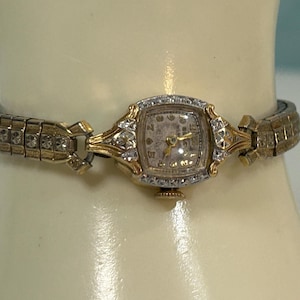 Vintage Gold-filled Diamond Bulova Ladies Dress Stretch Cocktail Watch