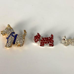 Vintage Rhinestone Scottie Dog Brooches Pins in 3 Styles Sold Separately
