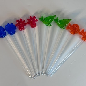 Vintage Set of 8 Swizzle Sticks Ocean Sea Theme Spring Summer Party