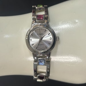 Vintage Silver-toned Watch with Rhinestone Jeweled Band