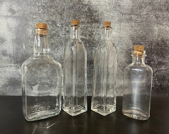 Vintage Apothecary Potion Medicine Bottles Clear with New Corks