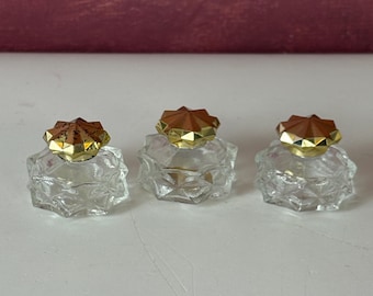 Small Vintage Avon Perfume Bottles Set of 3 Clear with Gold Lids