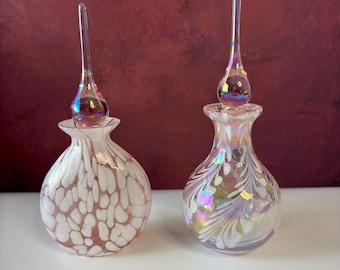 Vintage Art Glass Art Deco Pink Iridescent Perfume Bottles - 2 Styles
