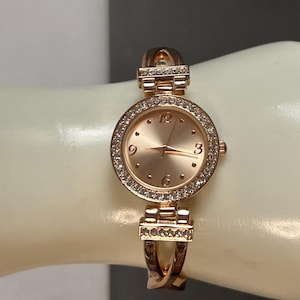 Vintage Woman's Rose Gold Watch Combination Dress Tank and Link Style