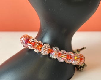 セール ヴィンテージジュエリー ビーズブレスレット 明るいオレンジの
