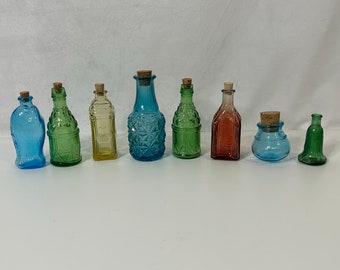 Vintage Small Colored Glass Bottles Wheaton and Others