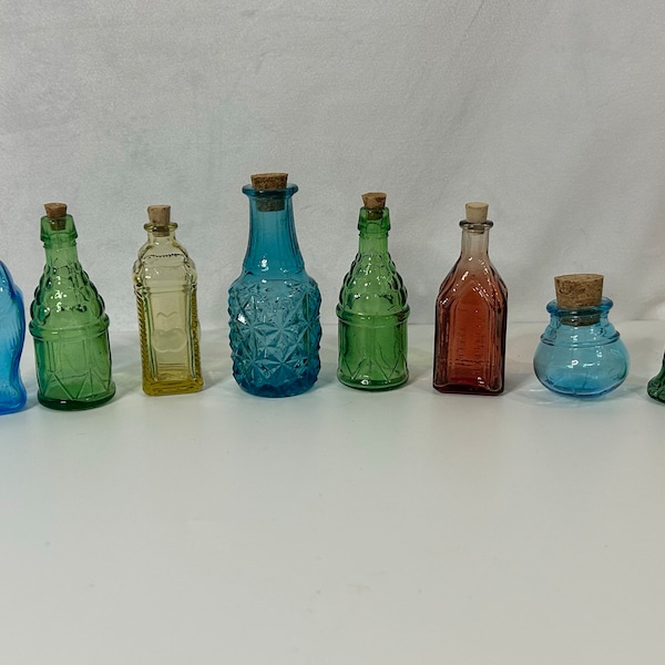 Vintage Small Colored Glass Bottles Wheaton and Others
