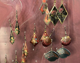 Vintage Cloisonne Dangle Earrings in Multiple Styles