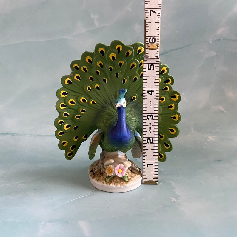 Vintage Lefton Porcelain Peacock Figurine Etsy