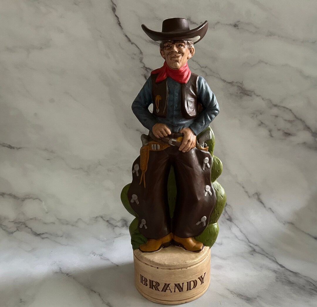 Vintage Cowboy Brandy Liquor Decanter 1974 Collectible Alberta Etsy