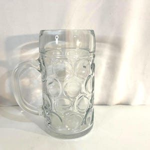 Vintage Clear Bubble Glass Beer Stein Mug Austrian Glass Coin Dot Pattern