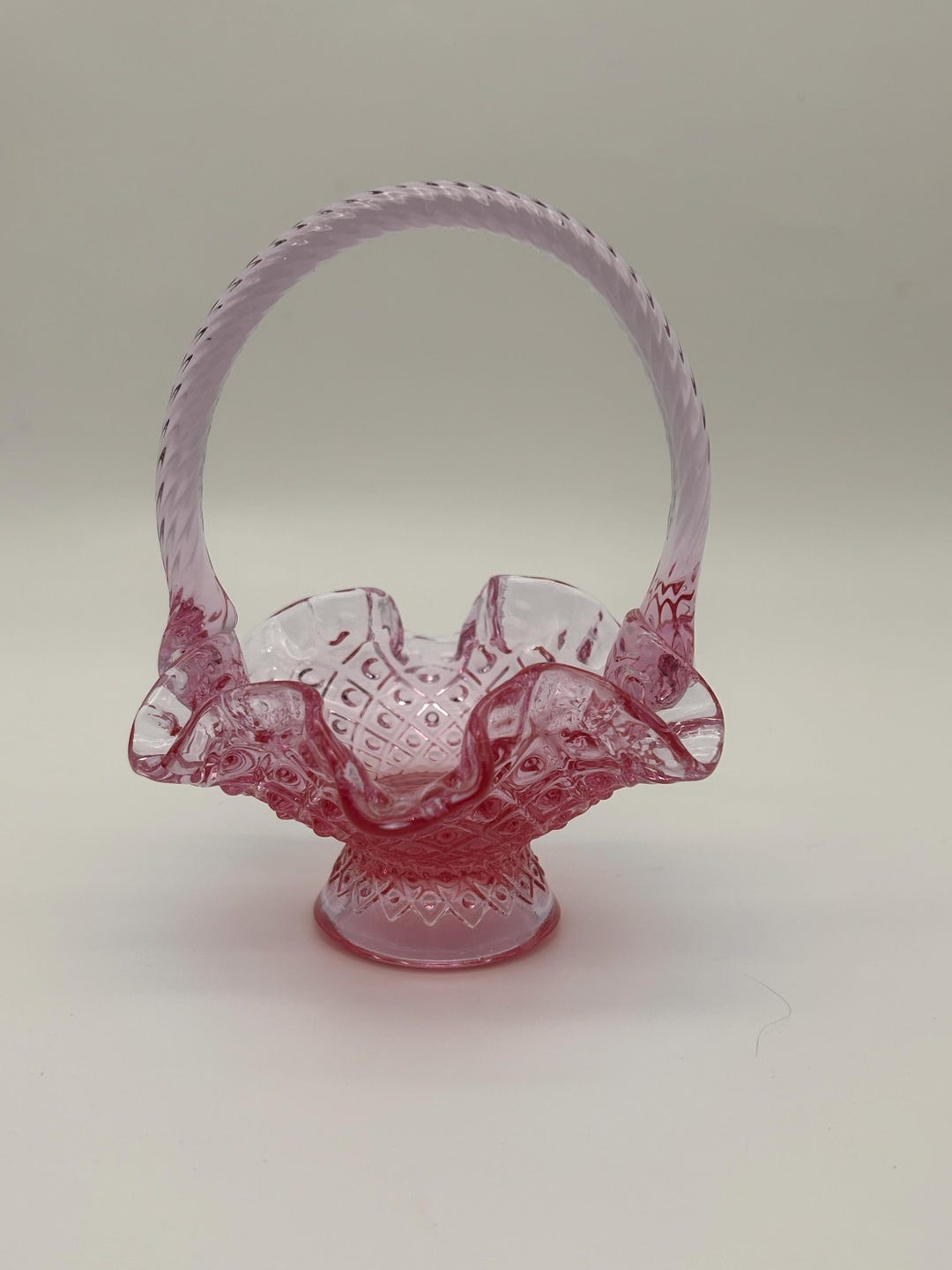Vintage Fenton Pink Glass Flower Basket Bridal Wedding - Etsy