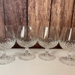Conjunto de 4 taças de cristal vintage para conhaque, originais, fabricadas na França