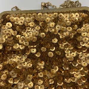 Vintage 70s Beaded and Sequined Gold Purse