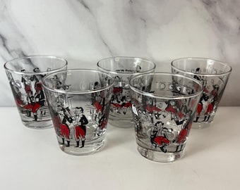 Vintage Old Fashioned Lowball Whiskey Glasses Set of 6