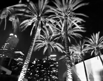 Impression sur métal argenté brillant Los Angeles, impression photo originale, noir et blanc, art mural Californie, DTLA
