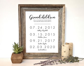 Grandparent Gifts from Grandkids Names Personalized Gifts for Grandparents from Grandchildren Names Wall Art Print Grandpa Gift Personalized