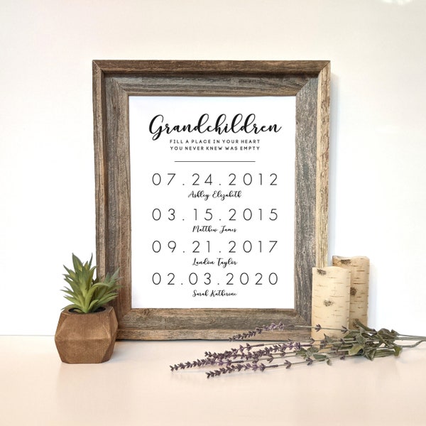 Grandparent Gifts from Grandkids Names Personalized Gifts for Grandparents from Grandchildren Names Wall Art Print Grandpa Gift Personalized