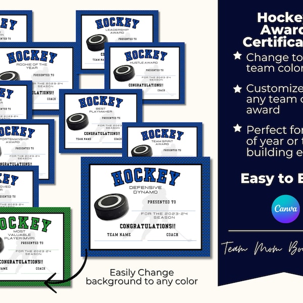 Hockey Award Certificate | Hockey Printables | HockeyTemplates