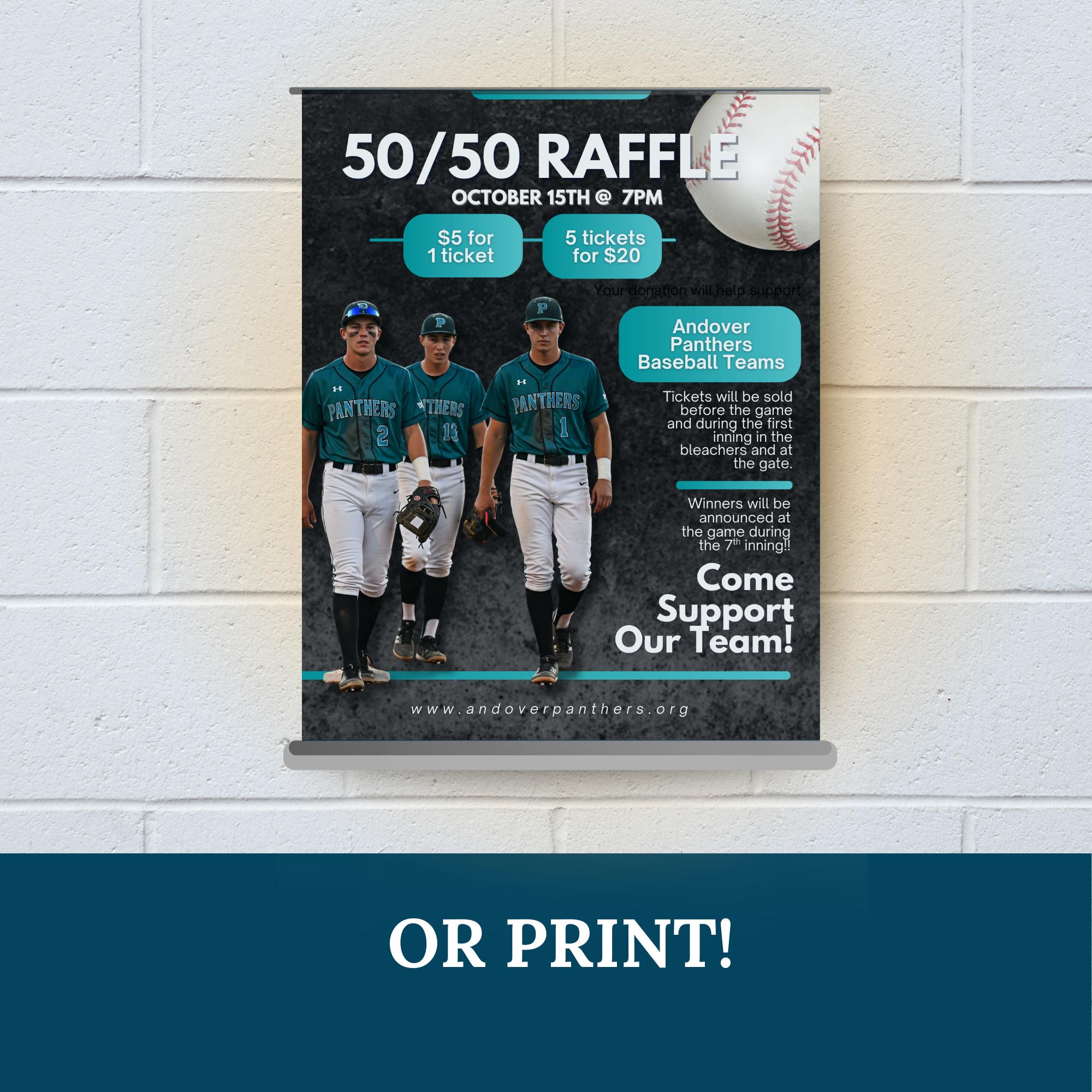 Baseball Ticker Raffle Baseball 50/50 Raffle Flyer Template: Editable Design (PDF) - Etsy