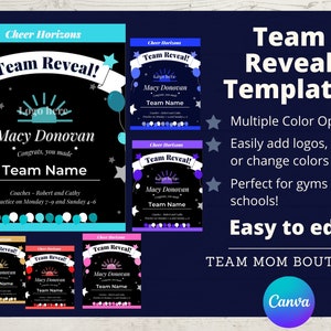 Team Reveal Template | Team Template | Sports Printable | Cheer Printable