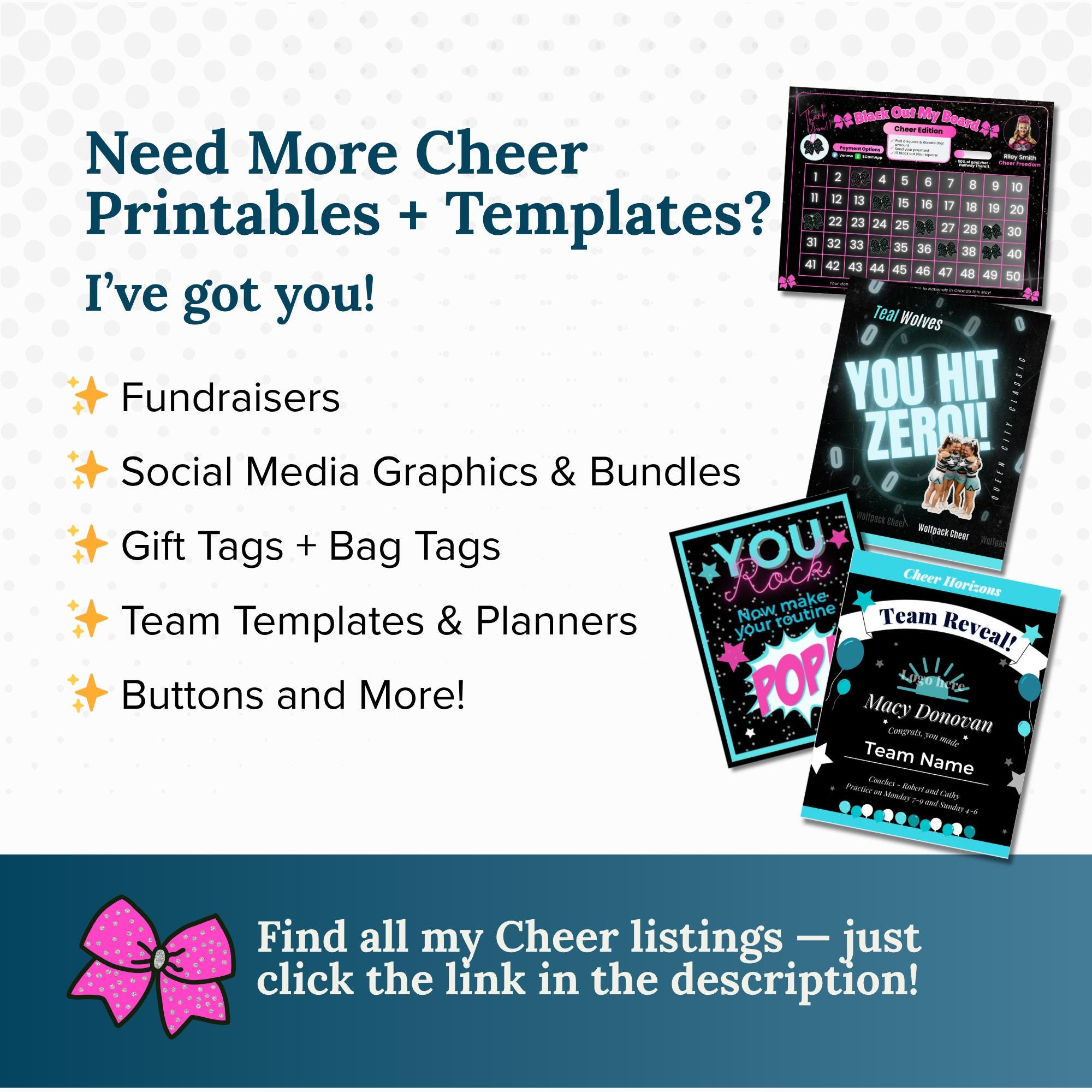 Cheer Memory Mate Template Editable Team Photo Collage (10x8 Canva