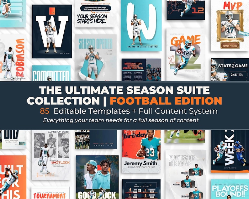 Football Templates Bundle, Sports Social Media Graphics (Digital Download)