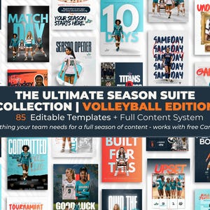 Social Media Templates for Volleyball – Editable Canva Game Day & Player Spotlight Bundle
