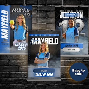 Softball Senior Banner Template – 18x24 & 24x36 | Editable