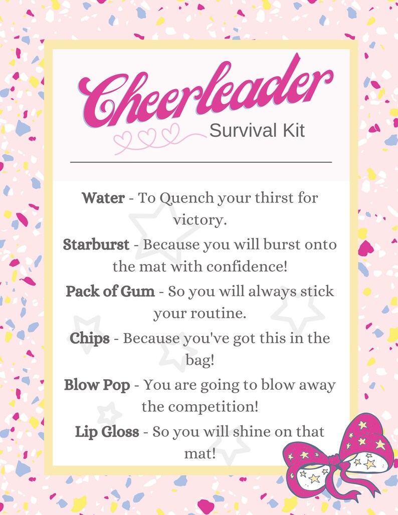 Cheer Printables Cheer Survival Kit Editable Template Etsy