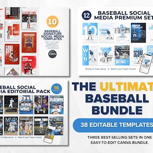 Baseball Canva-mallar, baseballgrafik för sociala medier
