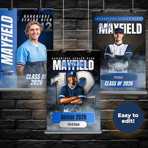 Baseball Senior Banner Template – 18x24 & 24x36 | Editable