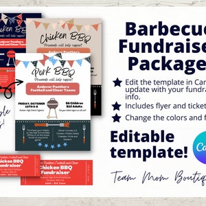 Barbecue Flyer and Ticket Template | Editable Fundraiser Template | Sports Fundraiser | Editable Fundraiser Ticket