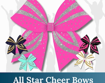 Sparkly Cheer Bow SVG + PNG | Silver & Gold | Editable Cheer Bow Clipart | All‑Star Competitive Cheer Design | Color‑Match Available