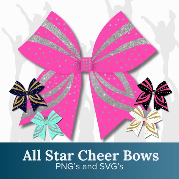 Sparkly Cheer Bow PNG | Silver & Gold | Editable Cheer Bow Clipart | All‑Star Competitive Cheer Design | Color‑Match Available