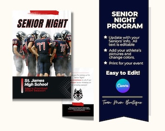 Football Senior Night Program: Editable Template (Digital Download)