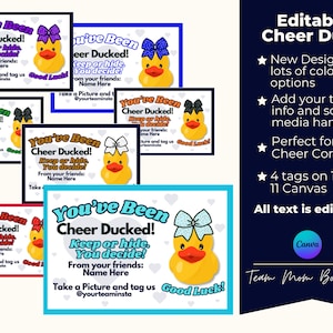 Cheer Duck Tag Editable Ducks Tags Cheer Printables You've Been Cheer Ducked image 1