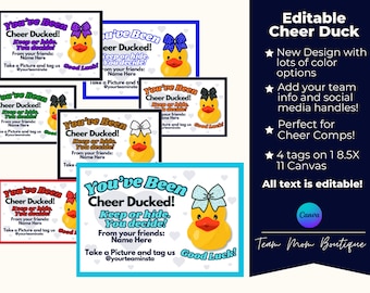 Cheer Duck Tag | Bearbeitbare Enten Tags | Cheer Printables | Sie haben Jubel Ducked!