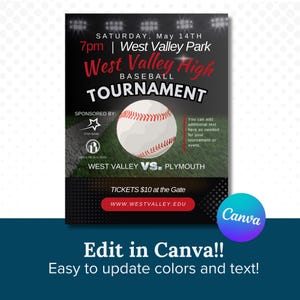 Customizable Baseball Tournament Flyer Template | Editable 8.5x11 Canva Design