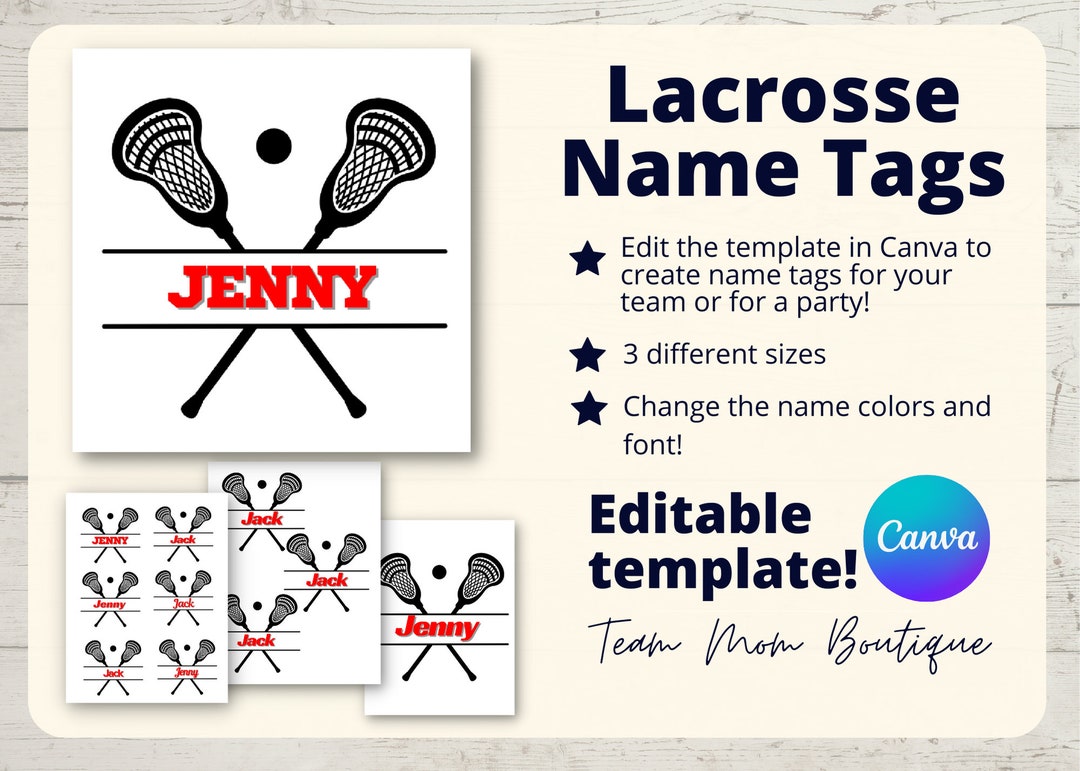 Lacrosse Name Tags Lacrosse Printables Lacrosseteam Ideas Editable