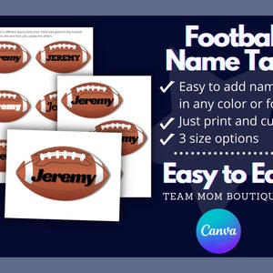 Football Name Tags | Football Printables | Football Team Ideas | Editable Football Tags