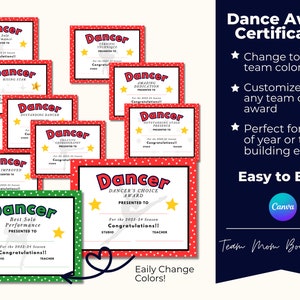 Tanzpreis-Urkunde | Tanz Printables | Tanz Zertifikat
